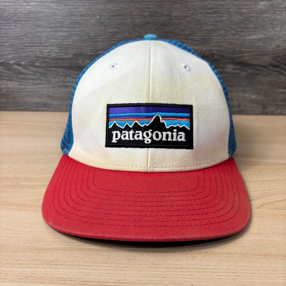 Patagonia Hat Cap Snap Back White Blue Red Trucker Outdoors Hiking Mens
